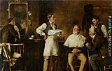 George Elgar Hicks Canvas Paintings - The Barbers Shop
